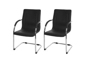 4057651526867 - 2er-Set Esszimmerstuhl Perm Freischwinger Küchenstuhl Lehnstuhl Stuhl Stahl ~ schwarz