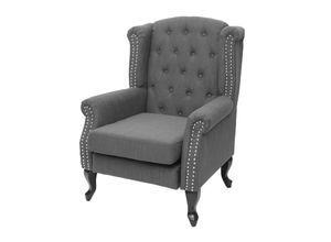 4057651527253 - Sessel Chesterfield Oxford Relaxsessel Clubsessel Ohrensessel wasserabweisend Stoff Textil ~ dunkelgrau ohne Ottomane 4057651527253 - Sessel Chesterfield Oxford Relaxsessel Clubsessel Ohrensessel wasserabweisend Stoff Textil ~ dunkelgrau ohne Ottomane
