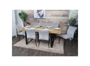 4057651533322 - Esszimmer-Set MCW-K16 4er-Set Stuhl+Sitzbank Esszimmergruppe Sitzgruppe Esszimmergarnitur Samt Metall ~ hellgrau