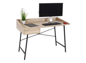 4057651533841 - Schreibtisch MCW-J97 Bürotisch Computertisch Schublade 3D-Struktur 98x114x60cm FSC-zertifiziert ~ Eiche-Optik
