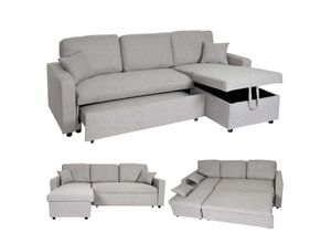 4057651537924 - Ecksofa mit Bettkasten MCW-L17 Couch Sofa L-Form Liegefläche Nosagfederung 228cm ~ grau