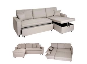 4057651537993 - Ecksofa mit Bettkasten MCW-L17 Couch Sofa L-Form Liegefläche Nosagfederung 228cm ~ beige