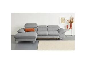 4057651541662 - Ecksofa COTTA Driver L-Form Sofas Gr B H T 268 cm x 73 cm x 169 cm Leder BEEFY Recamiere links mit Kopfteilverstellung-mit Bettfunktion und Bettkasten grau (argent) Leder-Ecksofas Bestseller