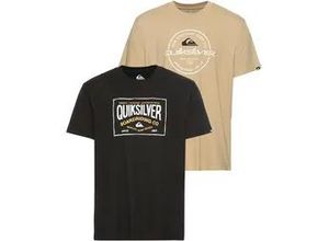 4057651544182 - T-Shirt QUIKSILVER CIRCLE CORNER SHORT SLEEVE TEE PACK YM Herren Gr XXL beige (beige schwarz) Jersey Obermaterial 100% Baumwolle unifarben bedruckt sportlich Rundhals Kurzarm abgesteppt Shirts