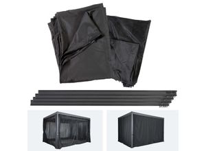 4057651546025 - Seitenwand für Pergola MCW-J32 4er-Set + Moskitonetz Pavillon Ersatzseitenwand ~ 4x3m schwarz