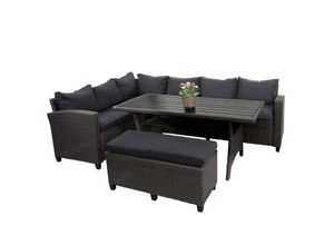 4057651559995 - Poly Rattan Garnitur MCW-E96 Garten- Lounge-Set Sitzgruppe Spun Poly halbrundes Rattan ~ anthrazit Kissen anthrazit