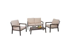 4057651566146 - Garnitur MCW-L64 Gartenlounge Gartengarnitur Lounge-Set Sitzgruppe Sofa Metall ~ Polster creme-weiß