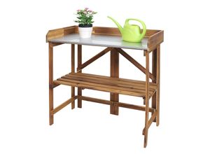 4057651566764 - Pflanztisch MCW-L18 Gärtnertisch Blumentisch Pflanzregal zusammenklappbar Outdoor Akazie Holz MVG-zertifiziert braun