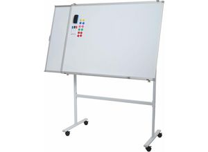 4057651567068 - - Whiteboard 854b mit ausziehbarer Tafel Magnettafel Memoboard Pinnwand mobil rollbar inkl Zubehör 167x186cm - white