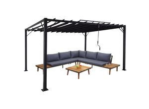 4057651571751 - Pergola MCW-L40 Garten Lamellen-Pavillon Terrassenüberdachung 8cm-Alu-Gestell Stoff Textil 3x4m anthrazit