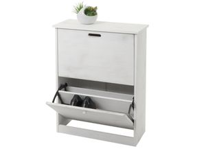 4057651577333 - Schuhkipper MCW-K45 Schuhschrank Schuhregal 81x60x25cm 2 Klappen MDF aus Paulownia MVG-zertifiziert ~ shabby weiß