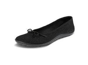 4057651578538 - Barfußschuh LEGUANO TANGO Gr 42 schwarz Damen Textil Schuhe Barfußschuh Ballerina Slipper Bequemschuh mit Zierschleife und Glitzer