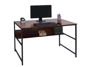 4057651581354 - Schreibtisch MCW-K80 Bürotisch Computertisch Arbeitstisch Ablage Metall MDF 120x60cm ~ braun