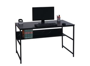 4057651581392 - Schreibtisch MCW-K80 Bürotisch Computertisch Arbeitstisch Ablage Metall MDF 120x60cm ~ Marmor-Optik schwarz