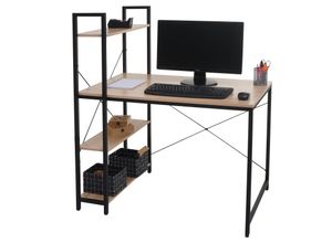 4057651582795 - Schreibtisch mit Regal MCW-K81 Laptoptisch Bürotisch Arbeitstisch 100x60cm Metall Holz ~ natur