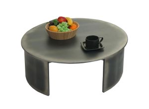 4057651602851 - Couchtisch MCW-L74 Beistelltisch Wohnzimmertisch MVG-zertifiziert Industrial rund Ø80cm Metall-Optik gebürstet