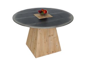 4057651604992 - Esstisch MCW-L76 Tisch Esszimmertisch rund Industrial Massiv-Holz MVG-zertifiziert 74x120cm natur mit Metall-Optik