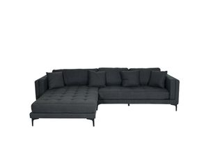 4057651613369 - Sofa-Garnitur MCW-M27 Couch Ecksofa L-Form Liegefläche links rechts Massiv-Holz 293cm ~ Stoff Textil dunkelgrau