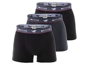 4057651615257 - MUSTANG Herren Retroshorts Vorteilspack - Boxershorts Pants True Denim Schwarz Grau L 3er Pack (1x3P)