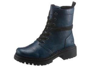 4057651615820 - Winterstiefelette RIEKER Damen Gr 43 blau (petrol) Lederimitat modisch Schuhe mit schaftumspielender Schnürung