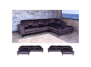 4057651616841 - Ecksofa MCW-J54 Couch Sofa 3-Sitzer L-Form Liegefläche links rechts 295cm ~ Samt dunkelgrau