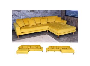 4057651616889 - Ecksofa MCW-J54 Couch Sofa 3-Sitzer L-Form Liegefläche links rechts 295cm ~ Samt gelb