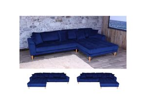 4057651616964 - Ecksofa MCW-J54 Couch Sofa 3-Sitzer L-Form Liegefläche links rechts 295cm ~ Samt blau