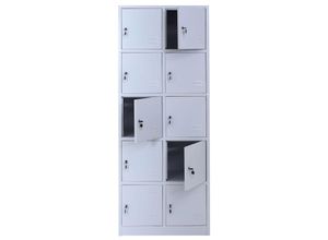 4057651618951 - Schließfachschrank MCW-L58 Aktenschrank Büroschrank Mehrzweckschrank abschließbar Metall 185x70x40cm ~ grau