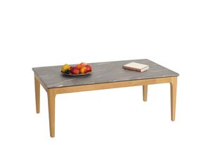 4057651638423 - Couchtisch MCW-M55 Beistelltisch Sofatisch Massiv-Holz HDF Laminat Melamin 46x120x70cm Marmor Stein-Optik helle Beine