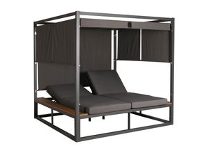 4057651638461 - Aluminium Lounge-Gartenliege MCW-M63 XL Sonnenliege Bali-Liege Doppelliege Outdoor-Bett 10cm-Polster ~ dunkelgrau