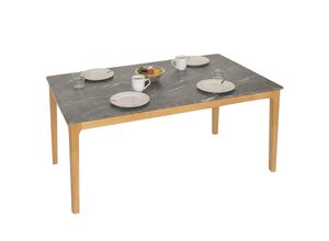 4057651639338 - Esszimmertisch MCW-M55 Tisch Esstisch Massiv-Holz HDF Laminat Melamin 135x80cm Marmor Stein-Optik helle Beine