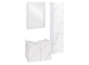4057651640273 - Badezimmerset MCW-L86 Waschtisch Wandspiegel Hängeschrank Badmöbel MVG Melaminbeschichtet ~ Marmor-Optik weiß 4057651640273 - Badezimmerset MCW-L86 Waschtisch Wandspiegel Hängeschrank Badmöbel MVG Melaminbeschichtet ~ Marmor-Optik weiß