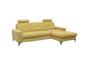 4057651642178 - Ecksofa ALINA Stelvia Sofas Gr B H T 254 cm x 100 cm x 161 cm Struktur fein XBO Recamiere rechts Nackenstütze-Stauraum-ausziehbare Liegefläche gelb (gelb xbo 5) Inklusive Nackenstützen Breite 254 cm