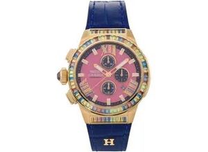 4057651658810 - Chronograph HAEMMER GERMANY AURELIA GR-003 blau Armbanduhren Damen Quarzuhr Damenuhr Datum Stoppfunktion Saphirglas Lederarmband