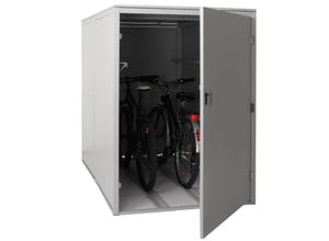 4057651663951 - 2er-Fahrradgarage MCW-L56c Gerätehaus Fahrradbox mit Ablage abschließbar Metall 160x113x209cm ~ hellgrau