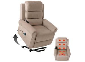 4057651692661 - Fernsehsessel MCW-K63 Relaxsessel Liegefunktion Aufstehhilfe Massage Heizfunktion Stoff 220g m² Chenille ~ creme