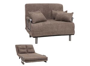 4057651692753 - Schlafsessel MCW-K29 Klappsessel Schlafsofa Gästebett Liegefläche 190x100cm Stoff Bouclé (500g m²) ~ hellbraun