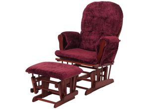 4057651695471 - Relaxsessel MCW-C76 Schaukelstuhl Schwingstuhl mit Hocker Stoff Chenille (465g m²) Öko-Tex ~ bordeaux Gestell dunkel