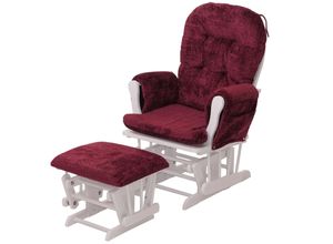 4057651695679 - Relaxsessel MCW-C76 Schaukelstuhl Schwingstuhl mit Hocker Stoff Chenille (465g m²) Öko-Tex ~ bordeaux Gestell weiß