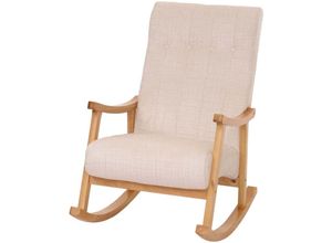 4057651704999 - - Schaukelstuhl 857 Relaxsessel Holz mvg Stoff Textil Chenille (465g m²) creme Gestell natur