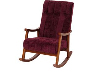 4057651705149 - - Schaukelstuhl 857 Relaxsessel Holz mvg Stoff Textil Chenille (465g m²) bordeaux Gestell Walnuss-Optik