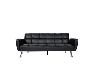 4057651724812 - Sofa MCW-K19 Couch Schlafsofa Gästebett Bettsofa Klappsofa Nosagfederung Schlaffunktion 203cm ~ Kunstleder schwarz