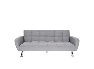 4057651724836 - Sofa MCW-K19 Couch Schlafsofa Gästebett Bettsofa Klappsofa Nosagfederung Schlaffunktion 203cm ~ Stoff Textil hellgrau