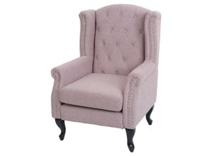 4057651726311 - Sessel Chesterfield Oxford Relaxsessel Clubsessel Ohrensessel wasserabweisend Stoff Textil ~ hellrosa ohne Ottomane