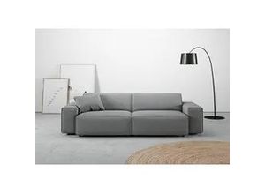 4057651776675 - Big-Sofa ANDAS Glimminge auch in Breitcord Feincord + Easy care-Bezug Sofas Gr B H T 254 cm x 71 cm x 101 cm Easy care grau XXL Sofas besondere Kedernähte Zierkissen