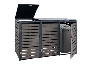 4057651797472 - 3er Mülltonnenverkleidung MCW-K14 Mülltonnenbox Mülltonnenabdeckung 119x205x84cm WPC Metall 109kg ~ anthrazit