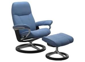 4057651801827 - Relaxsessel STRESSLESS Consul Sessel Gr Material Bezug Material Gestell Ausführung Maße blau (lazuli blue) mit Hocker Signature Base Größe L Gestell Schwarz