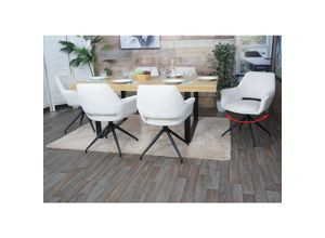 4057651803975 - 6er-Set Esszimmerstuhl MCW-M53 Küchenstuhl Stuhl mit Armlehne drehbar Auto-Position Metall Stoff MVG ~ creme-weiß