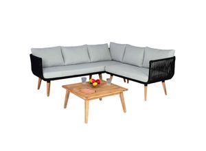 4057651805153 - Garten-Garnitur MCW-L30 Garnitur Sitzgruppe Lounge-Set Sofa Akazie Holz MVG-zertifiziert ~ Polster hellgrau