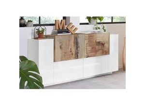 4057651810614 - Sideboard INOSIGN Coro Kommode Schrank Kredenz grifflos mit Einlegeböden Sideboards Gr B H T 160 cm x 45 cm x 86 cm weiß (weiß ahorn) Sideboards 4 Türen Doppeltiefe BTH 160x86x45cm